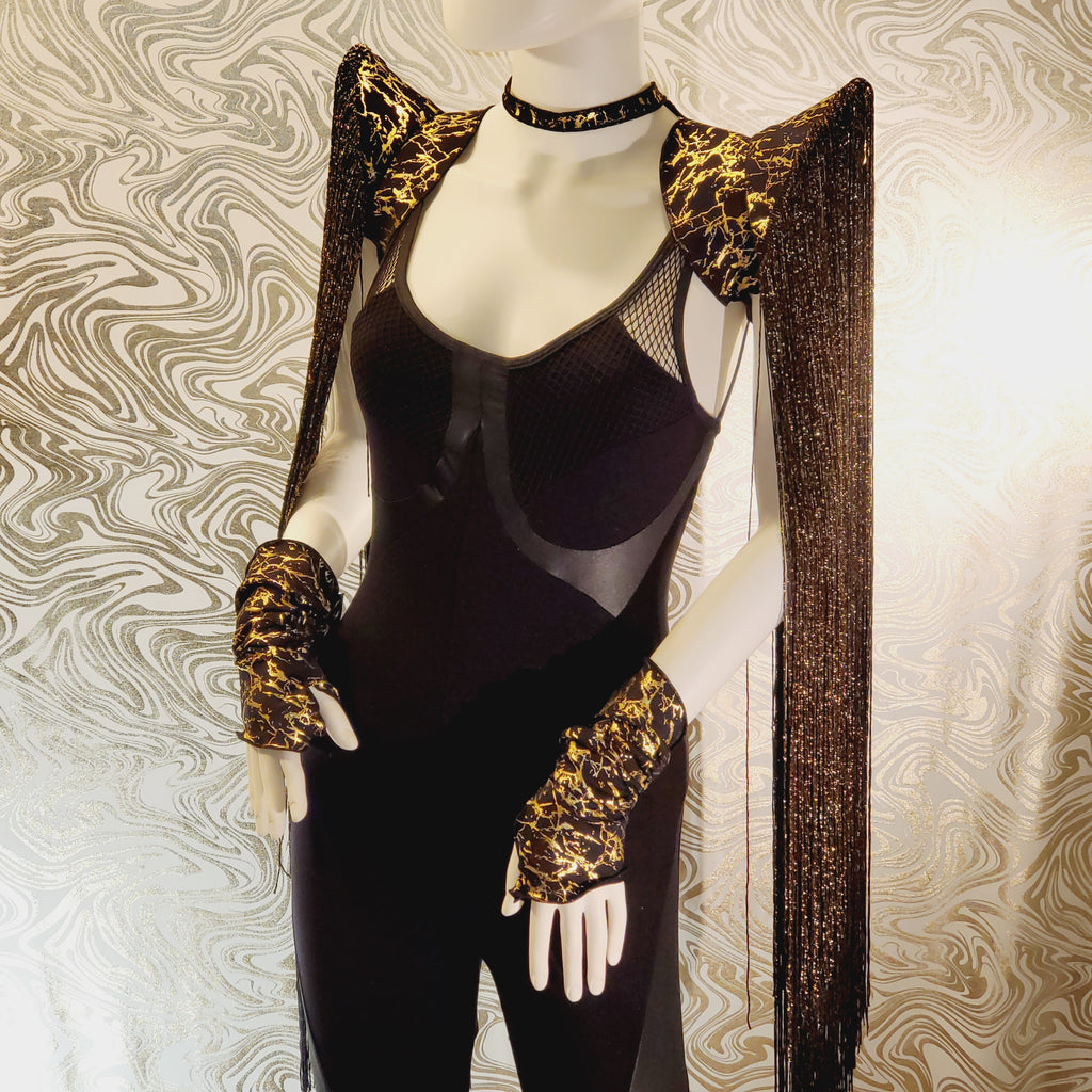 Black & Gold Marble Chainette Fringe Kerrylettes