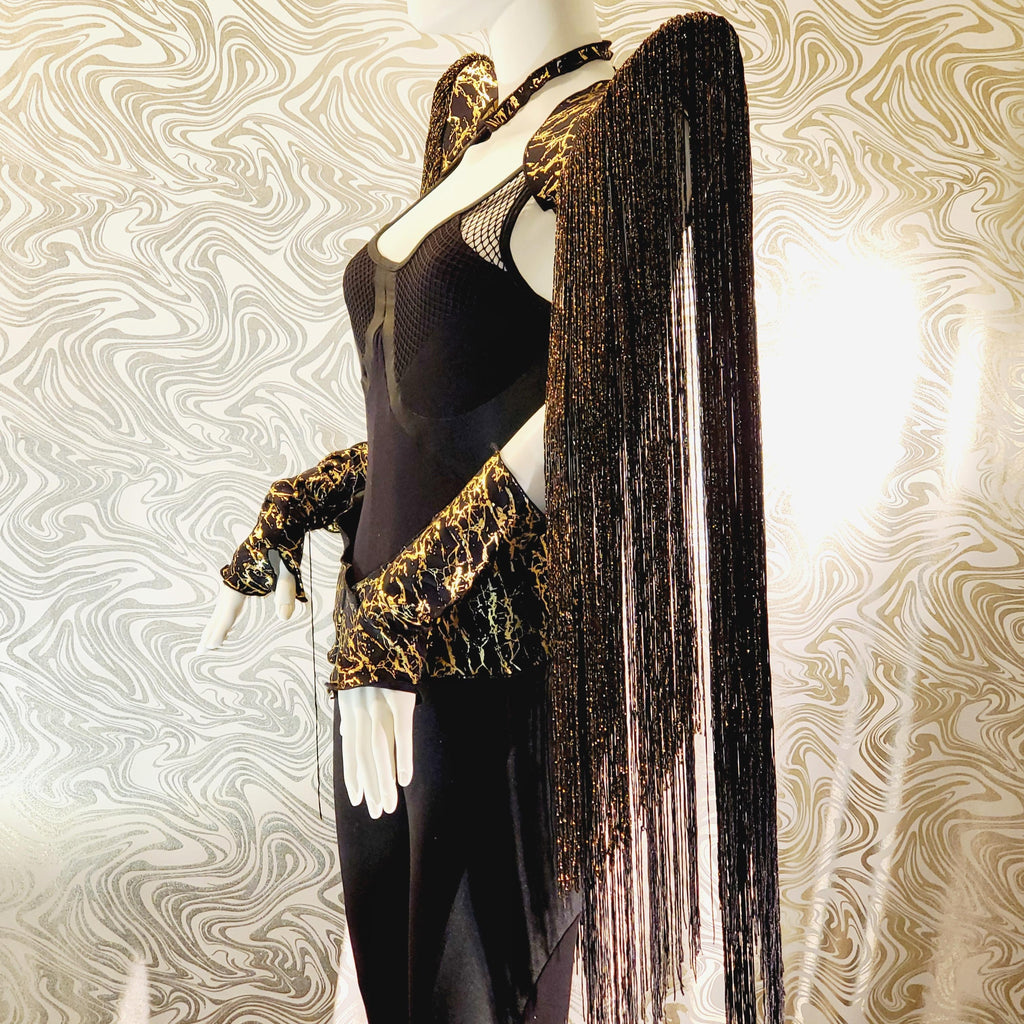Black & Gold Marble Chainette Fringe Kerrylettes