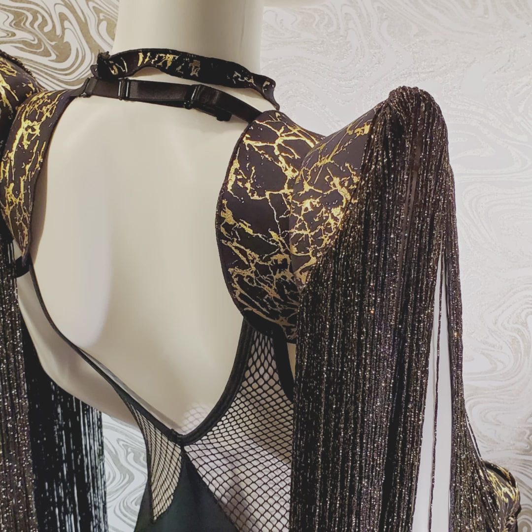 Black & Gold Marble Chainette Fringe Kerrylettes